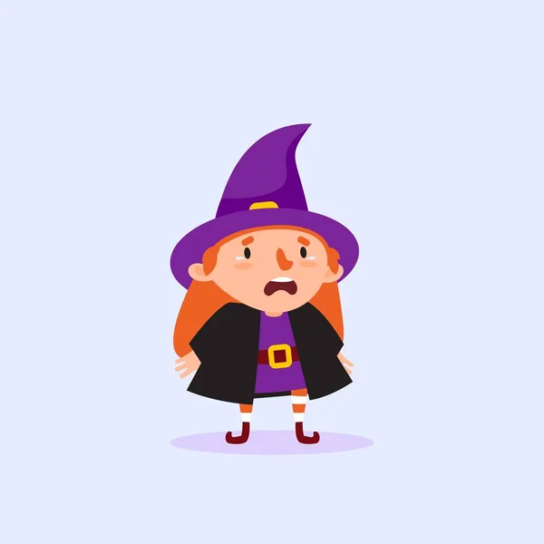 Bruja de Halloween grita personaje divertido Chica en traje de bruja Objeto aislado Ilustración vectorial — Vector de stock