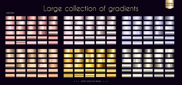 Oro metálico rosa colección de gradientes Gran conjunto de paletas de moda Plantilla vectorial — Vector de stock