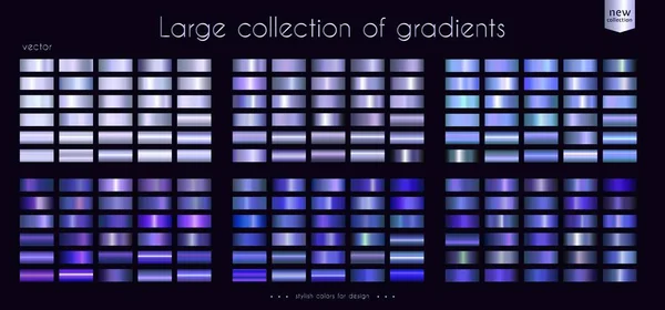 Ultraviolet blue ultramarine collection of gradients Large set of fashion palettes Vector template — Stock Vector