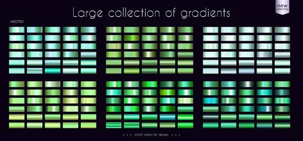 Green Emerald Turquoise collection of gradients Large set of fashion palettes Vector template — Stock Vector