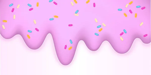 3d pembe sınır buzlanma ile serpilir dondurma erime beyaz bir arka plan üzerinde tatlı incelik vektör izole