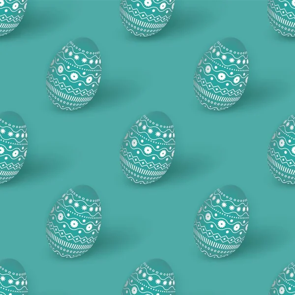 Motif Sans Couture Pâques Avec Des Œufs Pâques Turquoise Décorés — Image vectorielle