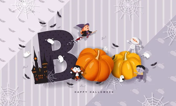 Halloween Boo Grappige Inscriptie Met Pompoenen Heks Mama Zombie Vampier — Stockvector