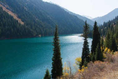 Güzel manzara yüksek dağ gölü Kulsay Kazakistan'daki bul.