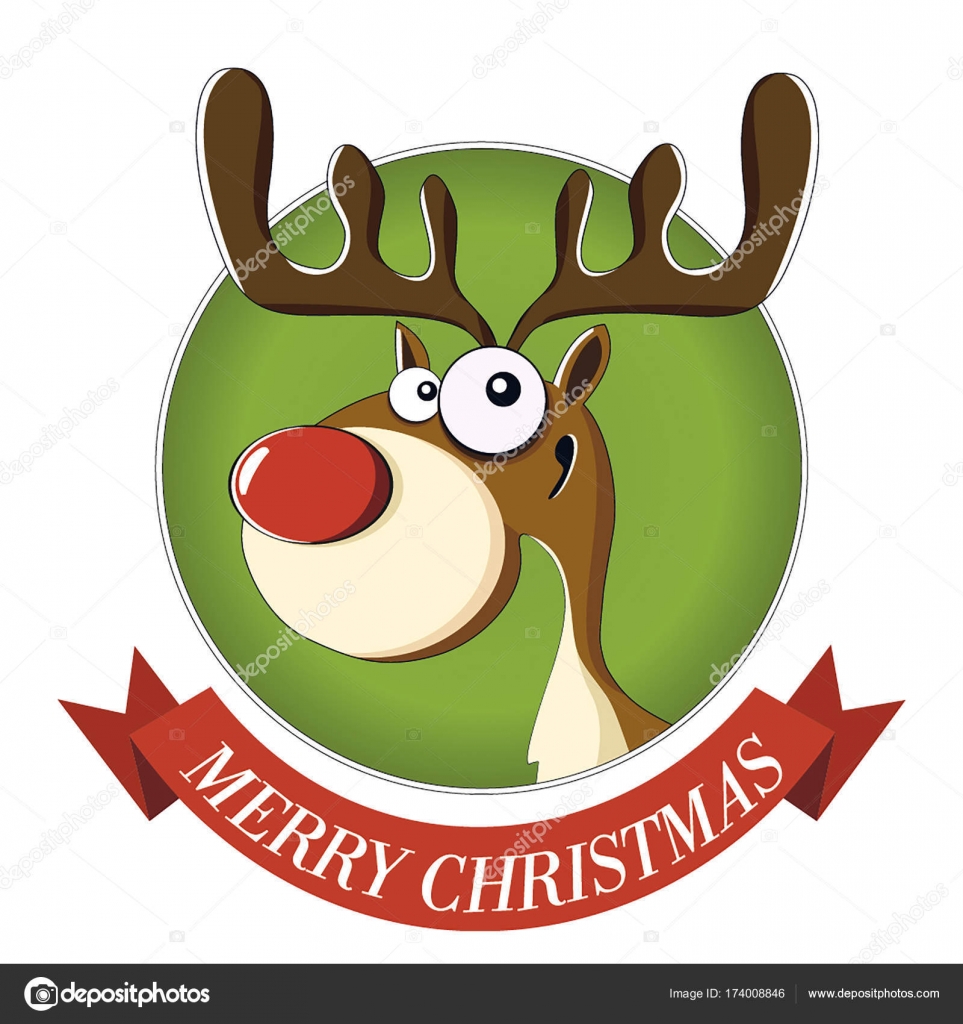Vector illustration of Christmas deer cartoon Merry Christmas Happy New Year Deer — Wektor od sergfear