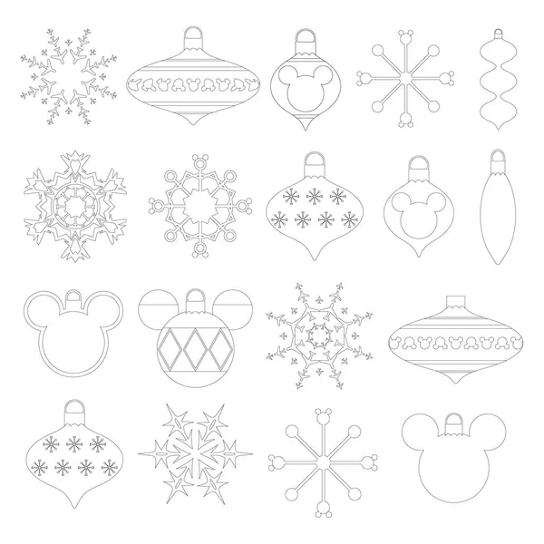 Pack Ratones Navidad Sobre Fondo Blanco Copo Nieve Ratón Decoración — Vector de stock