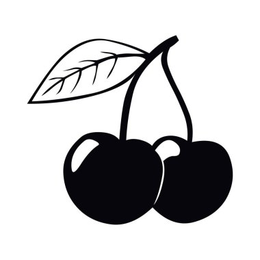 siyah kiraz simgesi üzerinde beyaz izole