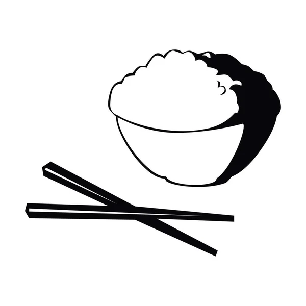 Chinese Cuisine Food Meal Chopsticks Vector Icon — Stock Vector