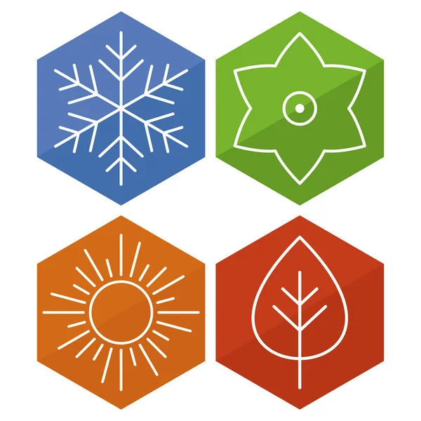 Set Four Seasons Icons Seasons Winter Spring Summer Autumn Vector — Stock Vector