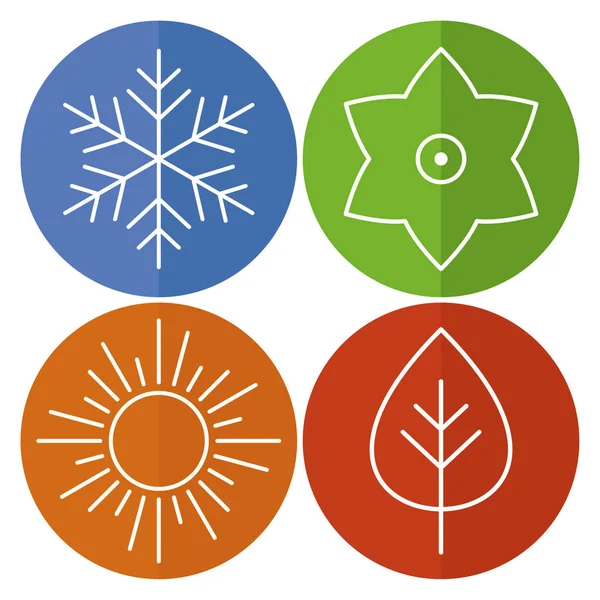 Eine Reihe Von Vier Jahreszeiten Symbole Die Jahreszeiten Winter Frühling — Stockvektor