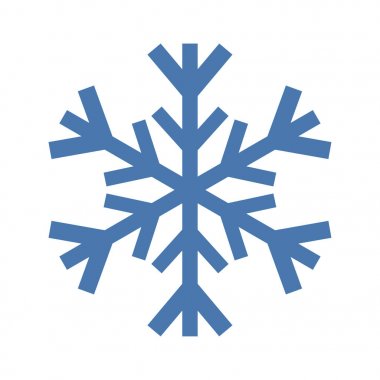 Kar tanesi vektör simgesi mavi renk. Kış beyaz Noel kar tanesi kristal öğesi. Hava illüstrasyon buz koleksiyonu. Xmas frost düz izole siluet simge