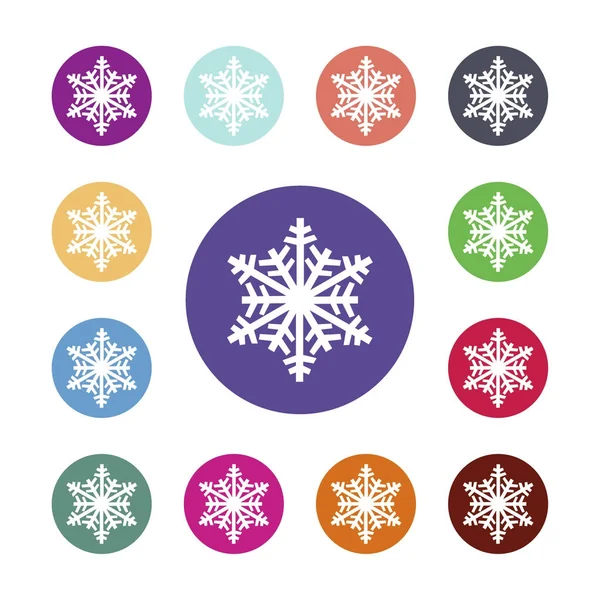 Ikona Sněhové Vločky Klimatizace Symbol Barevný Kruh Tlačítka Ikonou Plochý — Stockový vektor