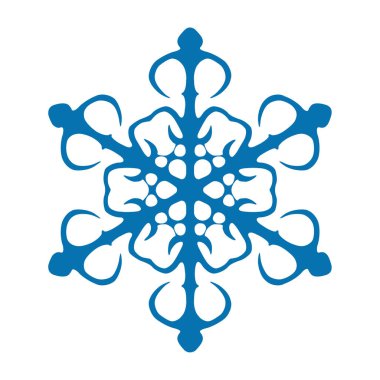 Kar tanesi vektör simgesi mavi renk. Kış beyaz Noel kar tanesi kristal öğesi. Hava illüstrasyon buz koleksiyonu. Xmas frost düz izole siluet simge