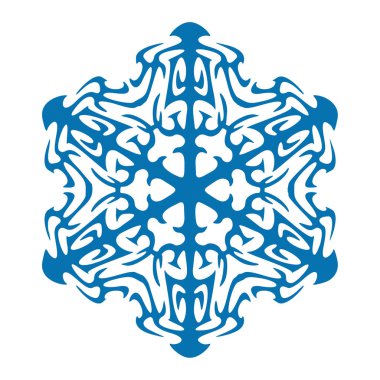 Kar tanesi vektör simgesi mavi renk. Kış beyaz Noel kar tanesi kristal öğesi. Hava illüstrasyon buz koleksiyonu. Xmas frost düz izole siluet simge