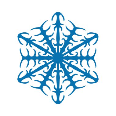 Kar tanesi vektör simgesi mavi renk. Kış beyaz Noel kar tanesi kristal öğesi. Hava illüstrasyon buz koleksiyonu. Xmas frost düz izole siluet simge