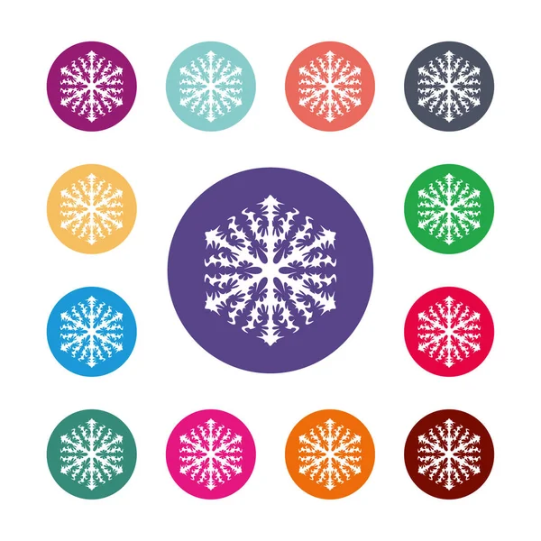 Snöflinga Ikonen Luftkonditionering Symbol Färgade Cirklar Knappar Med Platt Webbikonen — Stock vektor