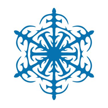 Kar tanesi vektör simgesi mavi renk. Kış beyaz Noel kar tanesi kristal öğesi. Hava illüstrasyon buz koleksiyonu. Xmas frost düz izole siluet simge