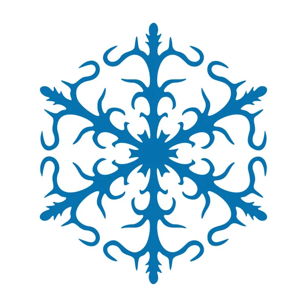 Снежинка Вектор Значок Синий Цвет Зимнее Белое Рождество Снежинка Хрустальный — стоковый вектор