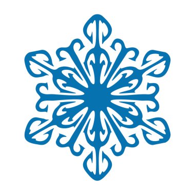 Kar tanesi vektör simgesi mavi renk. Kış beyaz Noel kar tanesi kristal öğesi. Hava illüstrasyon buz koleksiyonu. Xmas frost düz izole siluet simge