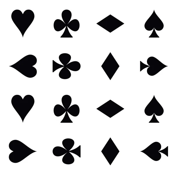 Suit Playing Cards Vector Illustration Black Symbols Isolated White Background — Stock Vector