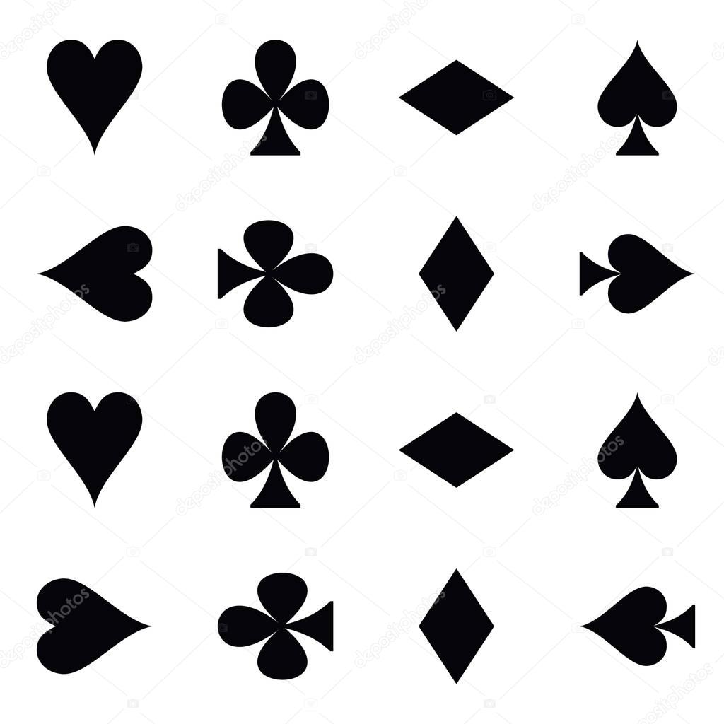 Suit of playing cards. Vector illustration black symbols isolated on white background