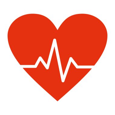 Kırmızı kalp şeklindeki kardiyogram. vektör çizim