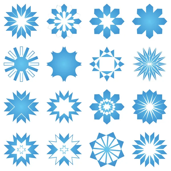 Estrelas Vetor Ícone Fundo Definir Cor Azul Inverno Branco Natal —  Vetores de Stock