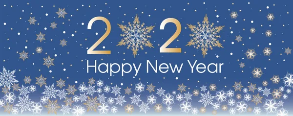 祝你2020年新年快乐，有金银花和星星. — 图库矢量图片
