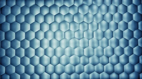 Abstract blue hexagon background with metal texture. Polygonal surface.