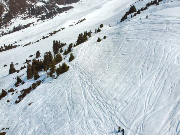 Areal Blick Auf Die Winterberge Und Skipisten Für Freeride Landschaft — Stockfoto