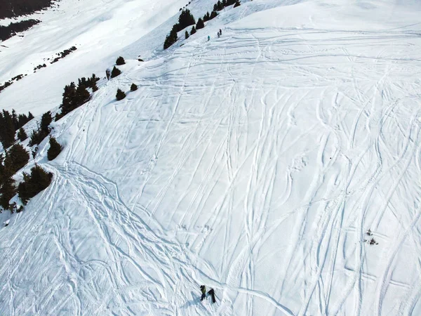 Areal Blick Auf Die Winterberge Und Skipisten Für Freeride Landschaft — Stockfoto