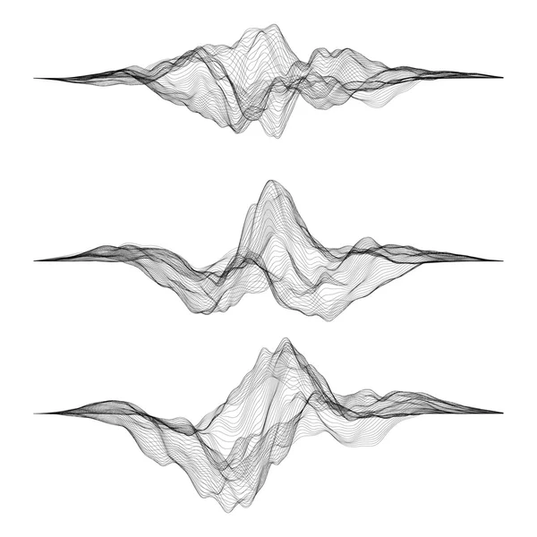 Futuristische Hud, ui vector raster. Muziek geluidsgolven instellen. Audio digitale equalizer technologie, pulse musical. — Stockvector