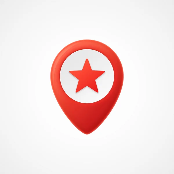 Puntero de mapa 3d con icono de estrella. Mapa Marcadores. Ilustración vectorial — Vector de stock
