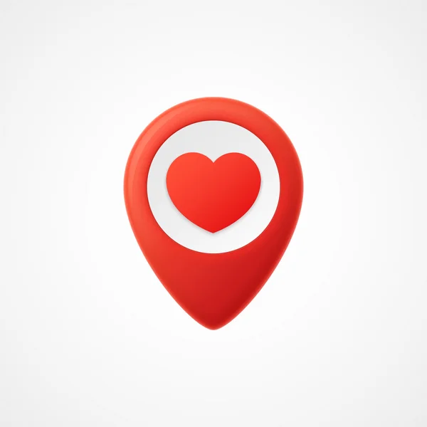 3d Map pointer with heart icon. Map Markers. Vector illustration — Stock Vector