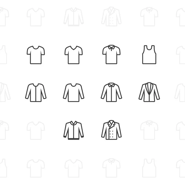 Moda roupas Ícones, curso de 2 pixels e resolução 60x60. Descreva ícones vetoriais para web e mobile . —  Vetores de Stock