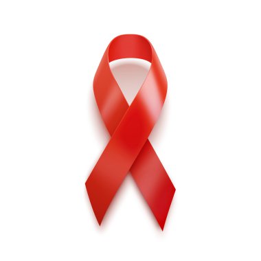 Dünya AIDS günü. AIDS bilinçlendirme kırmızı şerit. Vektör çizim