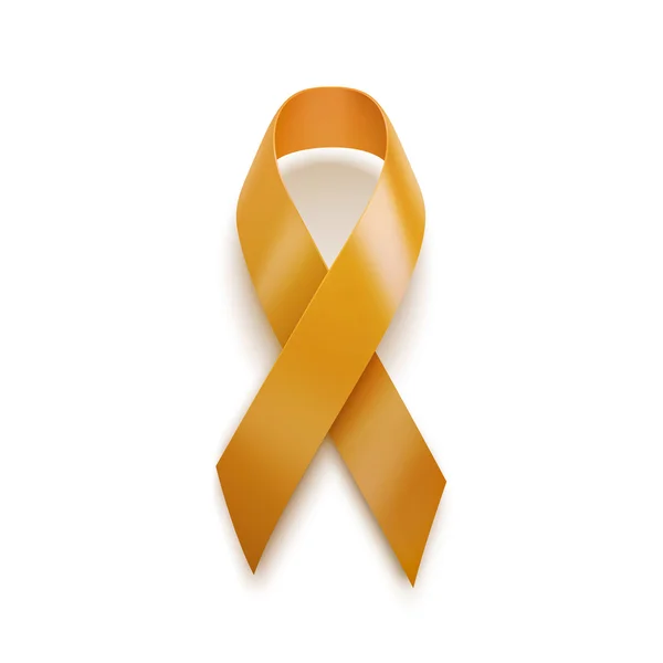 Realistic yellow ribbon. 3D icon. Vector illustration, isolated on white. — Stock Vector