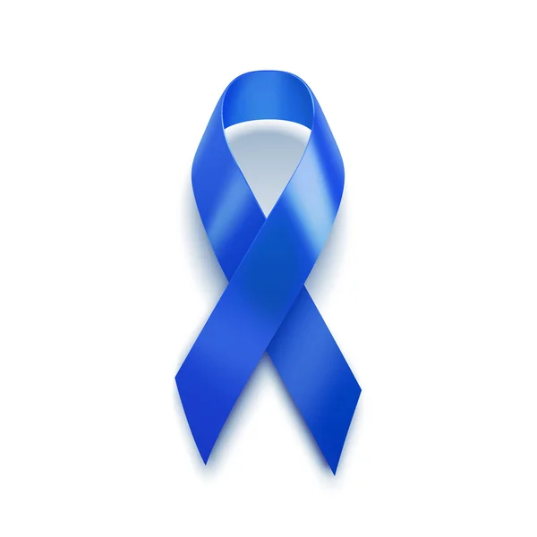 Realistic blue ribbon. 3D icon. Vector illustration, isolated on white. — Stock Vector