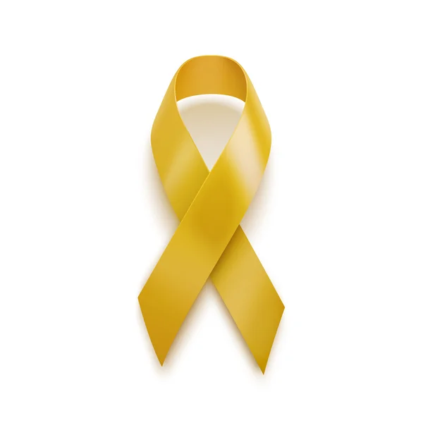 Realistic yellow ribbon. 3D icon. Vector illustration, isolated on white. — Stock Vector