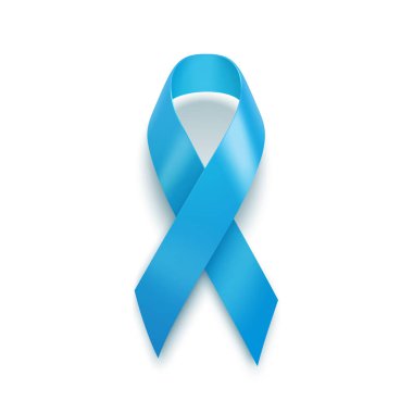 Gerçekçi Blue Ribbon. Dünya prostat kanseri gün kavramı. Vektör çizim. Erkekler sağlık kavramı. Farkındalık şerit