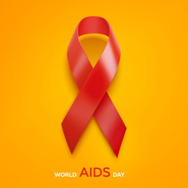 Dünya AIDS günü kavramı. AIDS bilinçlendirme kırmızı şerit. 1 Aralık. Vektör çizim