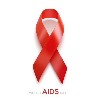 Dünya AIDS günü kavramı. AIDS bilinçlendirme kırmızı şerit. 1 Aralık. Vektör çizim