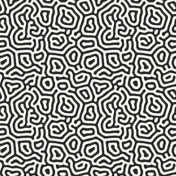 Дифузійна реакція вектор безшовний візерунок. Чорно-біла органічна форма, візерунок ліній. Абстрактна ілюстрація тла — стоковий вектор