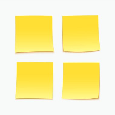 Sarı sopa not. Dört vektör yapışkan notlar kümesi