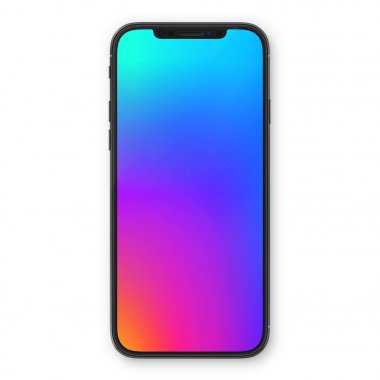 Siyah smartphone boş beyaz ekran ile. Yüksek Detaylı gerçekçi smartphone mockup. Mobil önden görünüm görüntüleme şablonu.