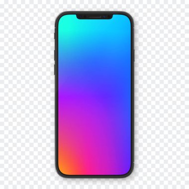 Siyah smartphone boş beyaz ekran ile. Yüksek Detaylı gerçekçi smartphone mockup. Mobil önden görünüm görüntüleme şablonu.