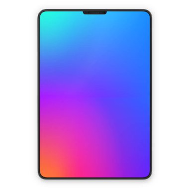 Siyah tablet boş beyaz ekran ile. Yüksek Detaylı gerçekçi tablet mockup. Mobil önden görünüm görüntüleme şablonu.