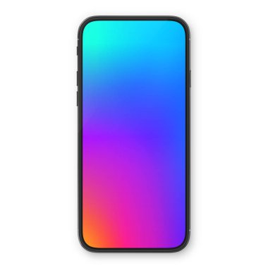 Siyah smartphone boş beyaz ekran ile. Yüksek Detaylı gerçekçi smartphone mockup. Mobil önden görünüm görüntüleme şablonu.