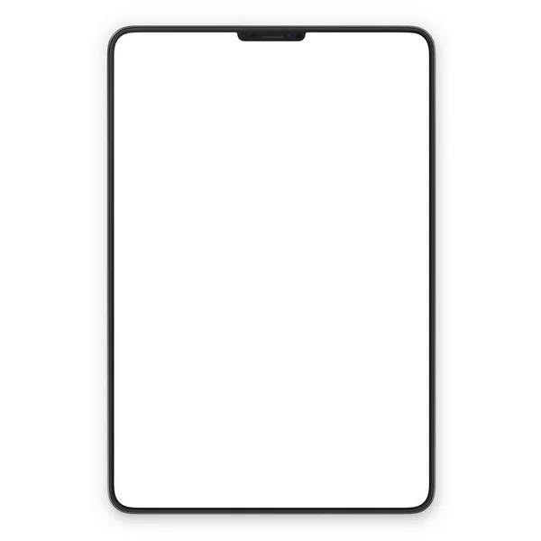 Black tablet with blank white screen. High detailed realistic tablet mockup. Mobile front view display template. — Stock Vector
