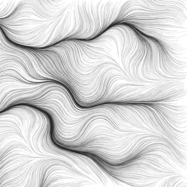 Fond du champ d'écoulement. Composition des lignes vectorielles. Modèle de lignes d'ondes géométriques . — Image vectorielle
